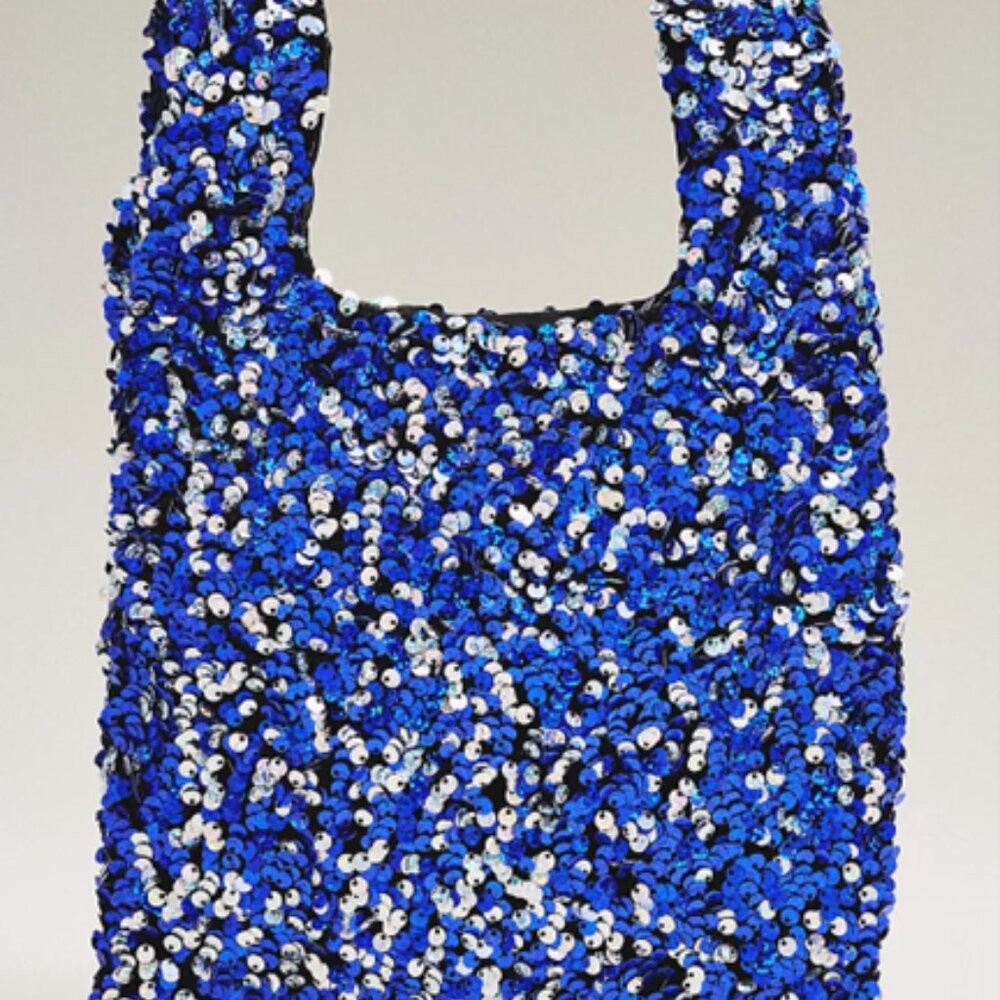 NWT ANTHROPOLOGIE Paillette sequins silver blue - Picture 4 of 15